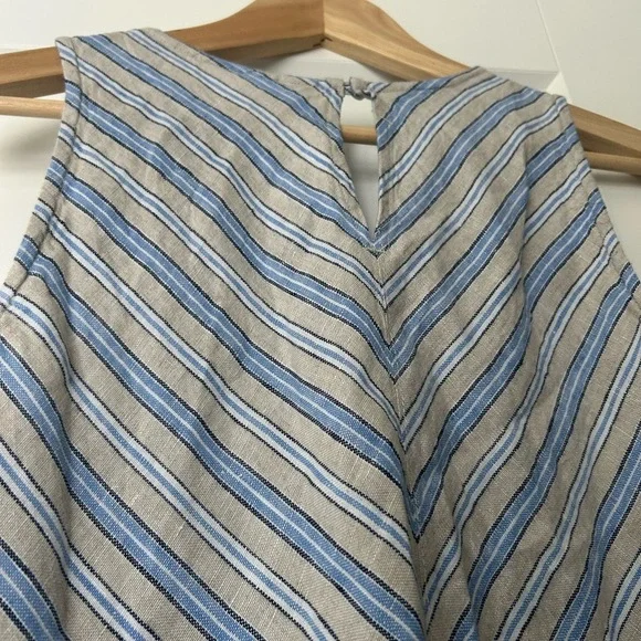 Lands' End women's blue linen shift dress with a striped pattern size LP - Picture 7 of 8